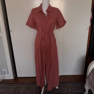 Wilfred Shirt Dress Midi Button Front Tie Waist